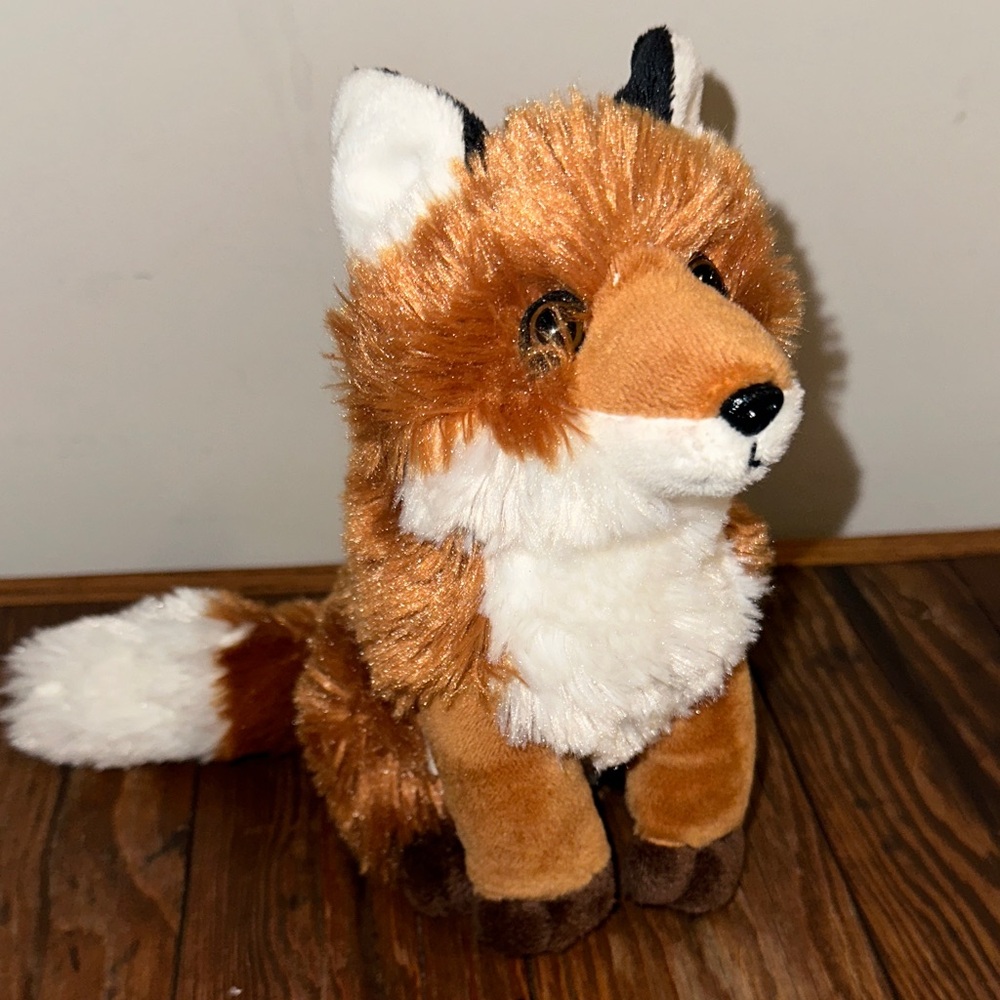 Adorable Brown and White Stuffed Fox Toy